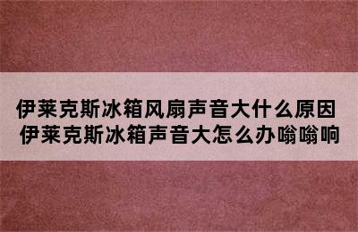 伊莱克斯冰箱风扇声音大什么原因 伊莱克斯冰箱声音大怎么办嗡嗡响